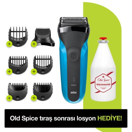 Braun 310BT BLU 3’ü 1 Arada Islak&Kuru Kablosuz Tıraş Makinesi + Old Spice Tıraş Sonrası Losyon - 1