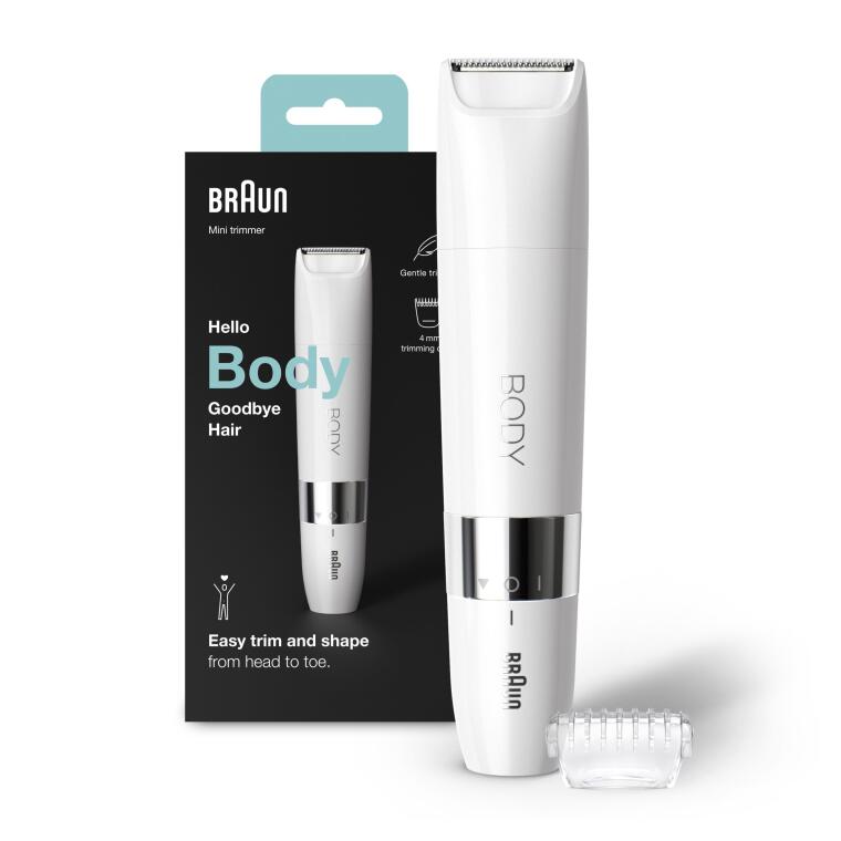 Braun Body Mini Trimmer BS1000 Vücut Tüy Kesme Makinesi + Düzeltici Tarak, Pil ve Temizleme Fırçası - 1