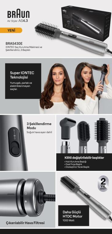 Braun BRAS430E Air Styler 4.3 IONTEC Saç Kurutma Makinesi ve Şekillendirici, 3 Başlıklı - 11