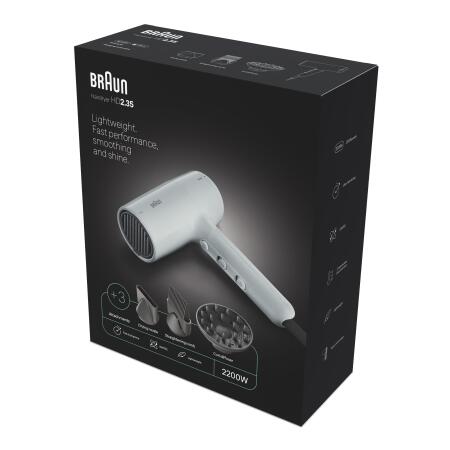 Braun BRHD235E HD2.35 IONTEC Difüzörlü Saç Kurutma Makinesi, 3 Başlıklı, 2200W - 2