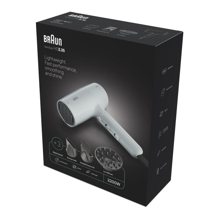 Braun BRHD235E HD2.35 IONTEC Difüzörlü Saç Kurutma Makinesi, 3 Başlıklı, 2200W - 2