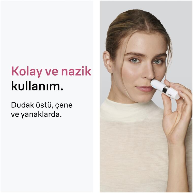 Braun FS1000 Mini Yüz Tüy Alma Makinesi Pil Ve Temizleme Fırçası, Seyahat Boy, Kablosuz Kullanım - 3