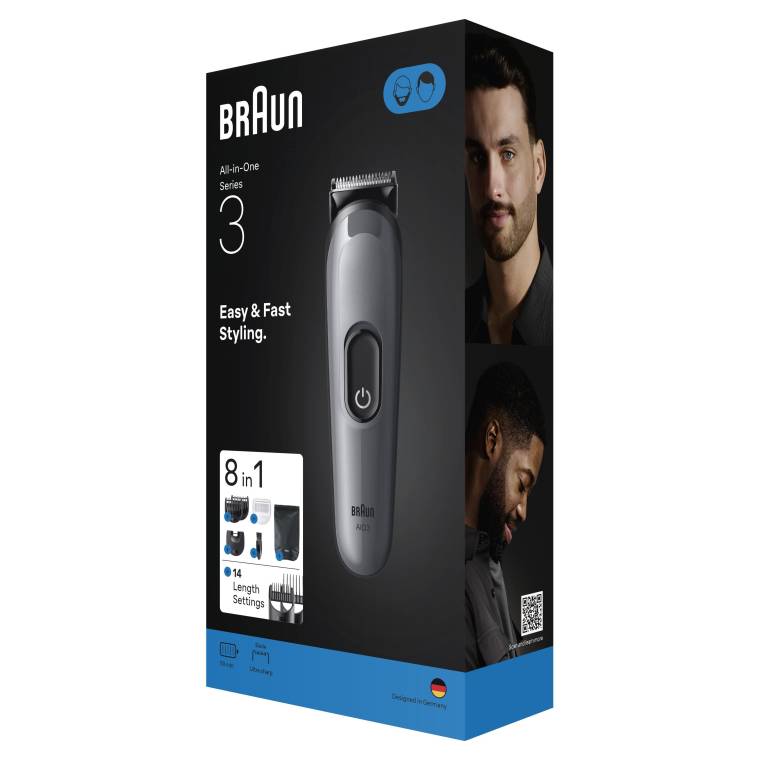 Braun Hepsi Bir Arada Series 3, 8’i 1 arada Tıraş Kiti, Keskin Bıçak, 14 Uzunluk, AIO3540 - 8