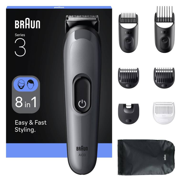 Braun Hepsi Bir Arada Series 3, 8’i 1 arada Tıraş Kiti, Keskin Bıçak, 14 Uzunluk, AIO3540 - 1