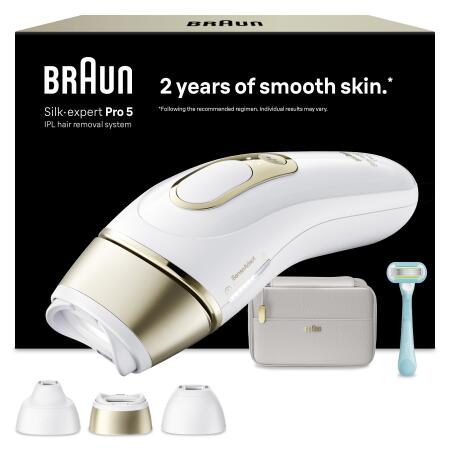 Braun IPL Silk·expert Pro 5, Evde Lazerle Tüy Alma, Çanta, Gillette Venus, 3 Başlık, PL5351