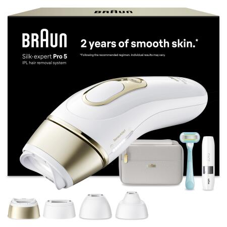 Braun IPL Silk·expert Pro 5, Evde Lazerle Tüy Alma, Mini Yüz Tüy Alma Cihazı, 4 Başlık, PL5412