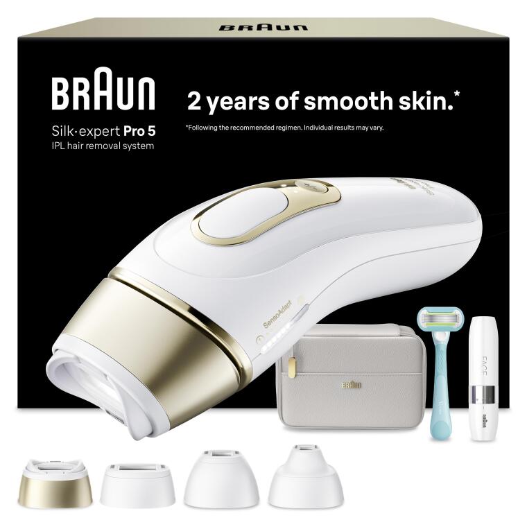 Braun IPL Silk·expert Pro 5, Evde Lazerle Tüy Alma, Mini Yüz Tüy Alma Cihazı, 4 Başlık, PL5412 - 1