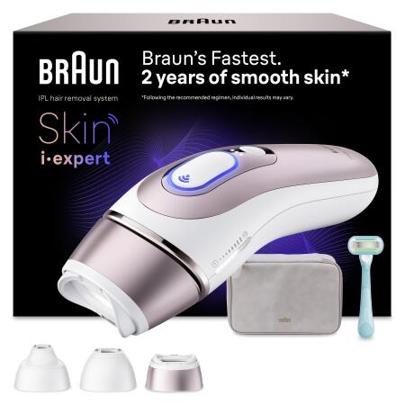 Braun IPL Skin i·expert, Evde Lazerle Tüy Alma, App ile, Çanta, Gillette Venus, 3 Başlık, PL7321