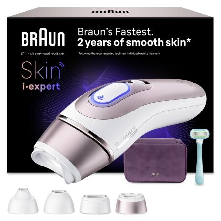 Braun IPL Skin i·expert, Evde Lazerle Tüy Alma, App ile, Çanta, Gillette Venus, 4 Başlık, PL7431