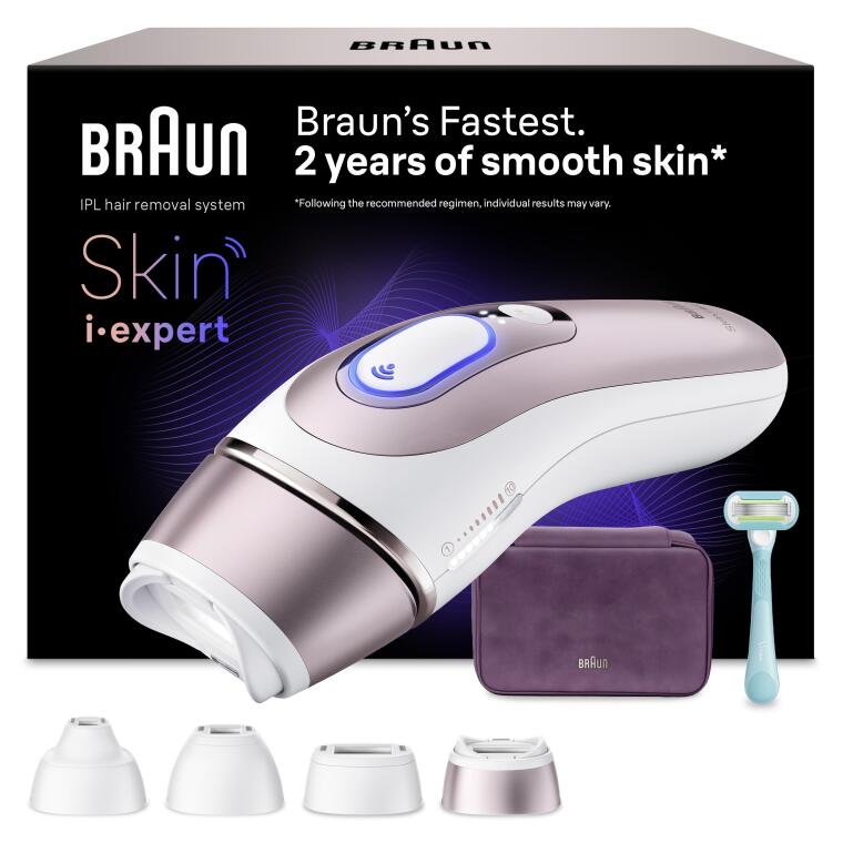 Braun IPL Skin i·expert, Evde Lazerle Tüy Alma, App ile, Çanta, Gillette Venus, 4 Başlık, PL7431 - 1