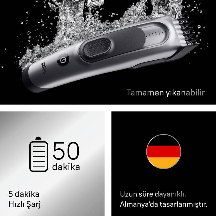 Braun Saç Kesme Makinesi Series 7, +5 Aksesuar, Ömür Boyu Keskin Bıçak, 17 Uzunluk, HC7590 - 6