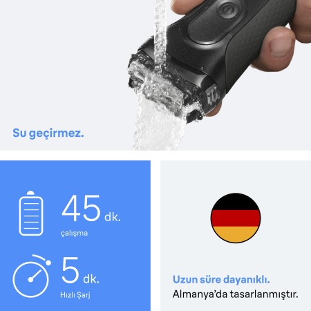 Braun Series 3+ Elektrikli Tıraş Makinesi, Kuru, 3000BT - 5