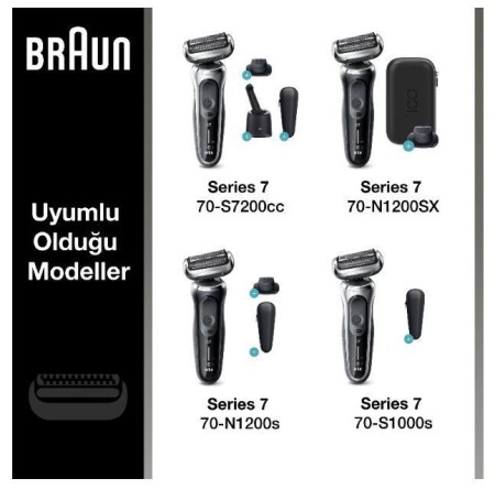 Braun Series 7 73S Tıraş Makinesi Yedek Başlığı - Gümüş - Thumbnail