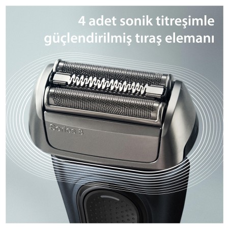 Braun Series 8 Elektrikli Tıraş Makinesi, Şarj Standı, Islak ve Kuru, 8513s, Gri - Thumbnail