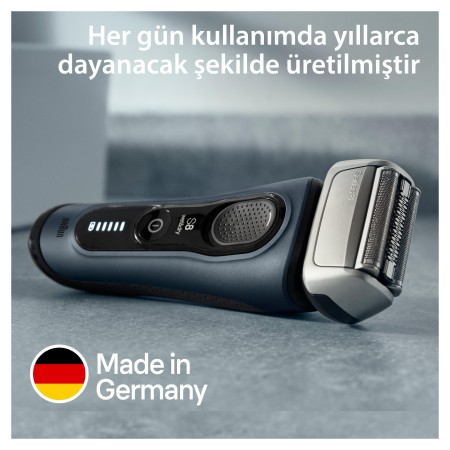 Braun Series 8 Elektrikli Tıraş Makinesi, Şarj Standı, Islak ve Kuru, 8513s, Gri - Thumbnail