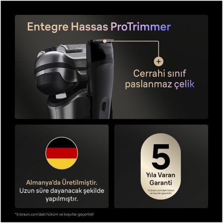 Braun Series 9 PRO+ Elektrikli Tıraş Makinesi, Islak ve Kuru, Şarj Standı, 9615S - 6