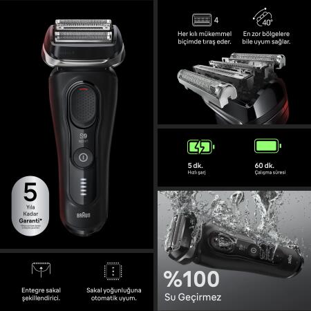Braun Series 9 Sport Elektrikli Tıraş Makinesi, Islak ve Kuru, 60 dakikaya kadar, 9110s - 4