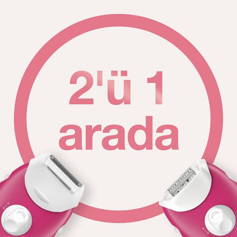 Braun Silk-épil 3 3276 Smartlight, 2'si 1 Arada Kablolu Epilatör / Ahududu Pembe - 4