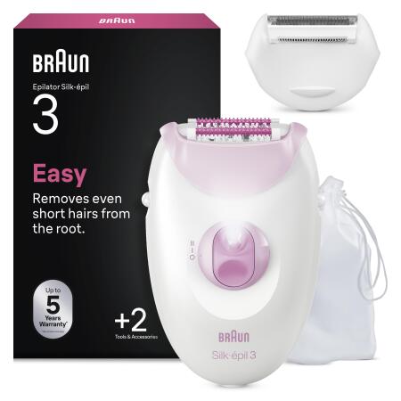 Braun Silk·épil 3 Kablolu Epilatör, Kalıcı Pürüzsüz Cilt, 3-033