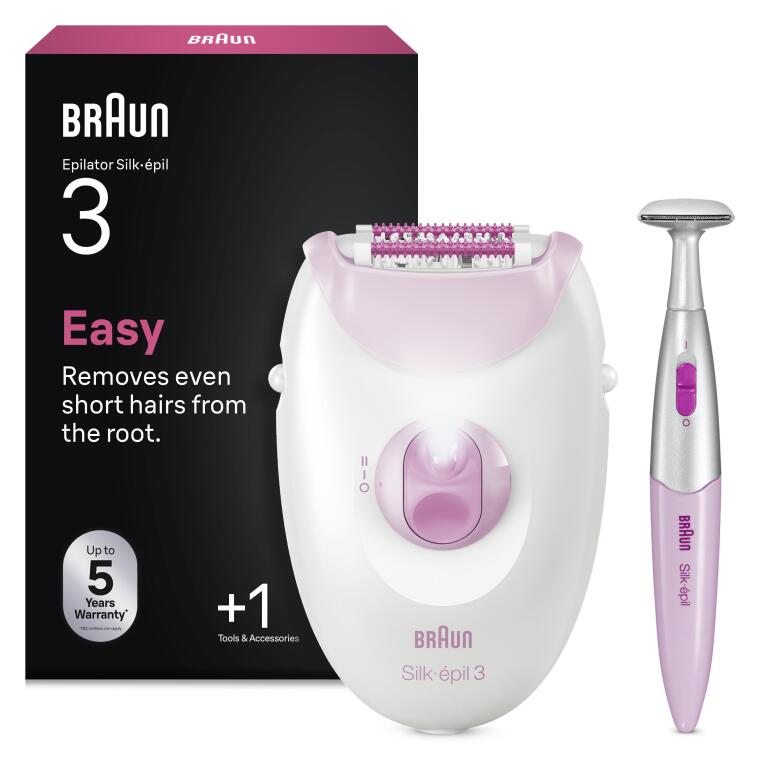 Braun Silk·épil 3 Kablolu Epilatör, Kalıcı Pürüzsüz Cilt, 3-202 - 1