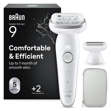 Braun Silk·épil 9 Epilatör, Islak ve Kuru, Kalıcı Pürüzsüz Cilt, 9-030