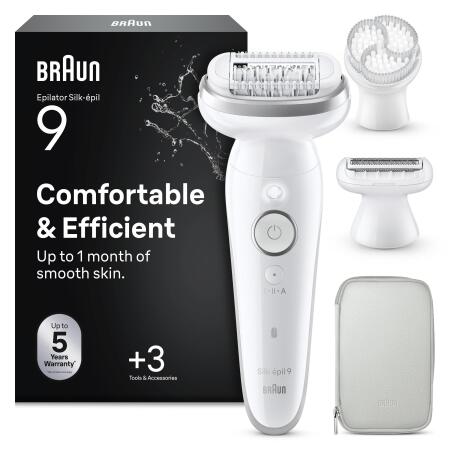 Braun Silk·épil 9 Epilatör, Islak ve Kuru, Kalıcı Pürüzsüz Cilt, 9-061
