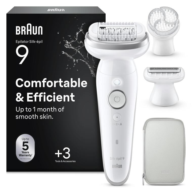 Braun Silk·épil 9 Epilatör, Islak ve Kuru, Kalıcı Pürüzsüz Cilt, 9-061 - 1