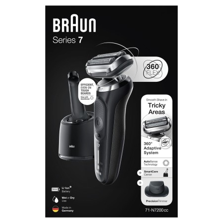 Braun Yeni Seri 7 N7200cc Kablosuz Tıraş Makinesi, SmartCare, AutoSense, 360° Flex, Islak & Kuru - Thumbnail