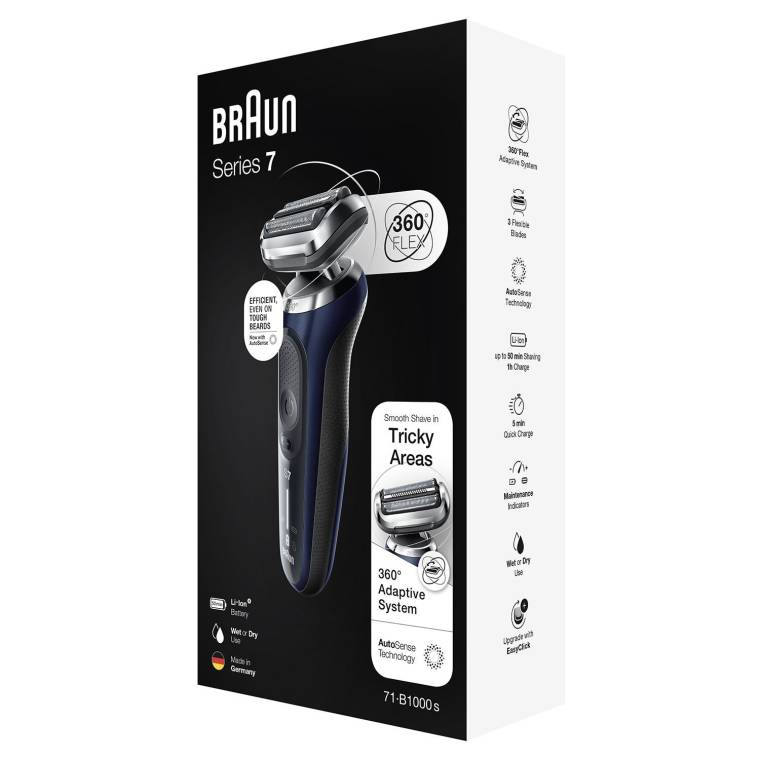 Braun Yeni Seri 7 B1000s Kablosuz Tıraş Makinesi, AutoSense, 360° Flex, EasyClick, Islak & Kuru - 7