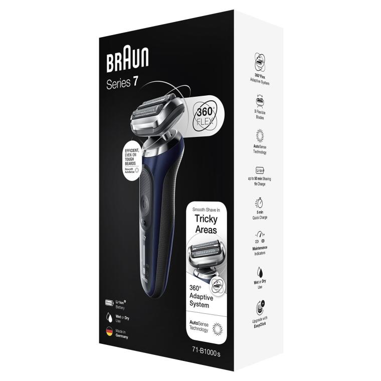 Braun Yeni Seri 7 B1000s Kablosuz Tıraş Makinesi, AutoSense, 360° Flex, EasyClick, Islak & Kuru - 7