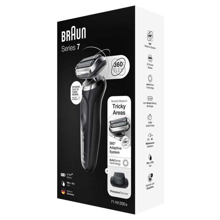Braun Yeni Seri 7 N1200s Kablosuz Tıraş Makinesi, AutoSense, 360° Flex, EasyClick, Islak & Kuru - 7