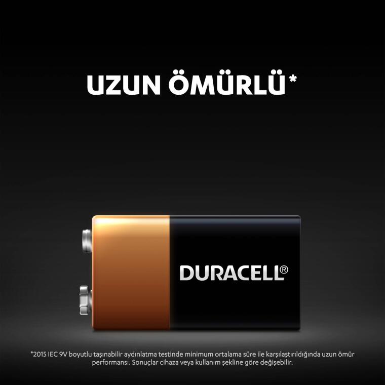 Duracell Alkalin 9V Piller, 6LR61/MN1604 1'li Paket - 3