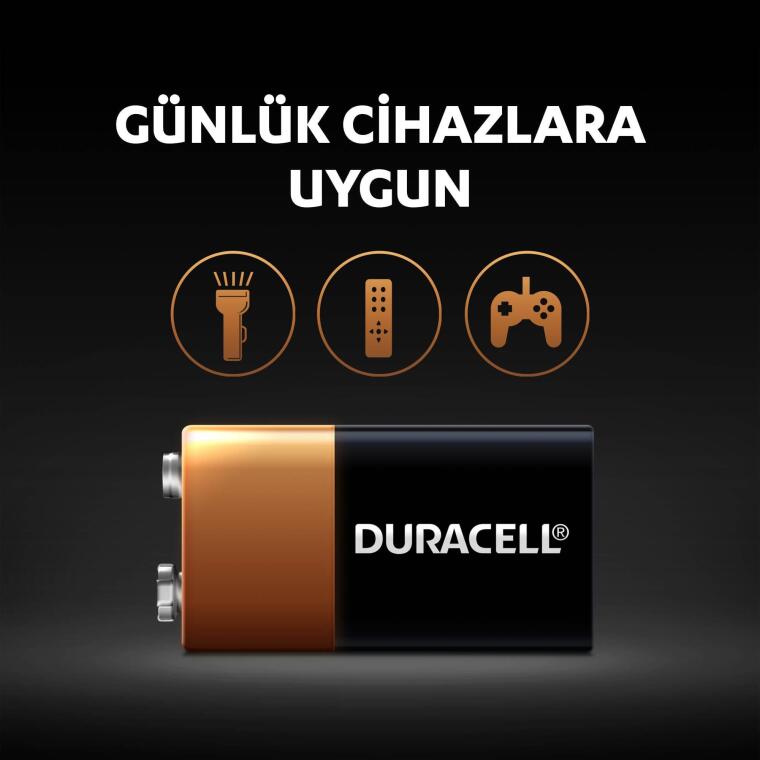 Duracell Alkalin 9V Piller, 6LR61/MN1604 1'li Paket - 4