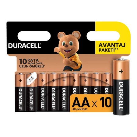 Duracell Alkalin AA Kalem Piller, 10’lu paket - 1