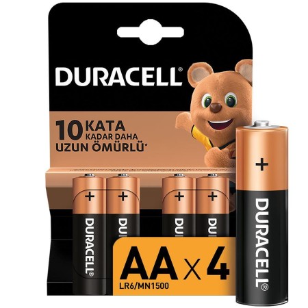 Duracell Alkalin AA Kalem Piller, 4’lü paket