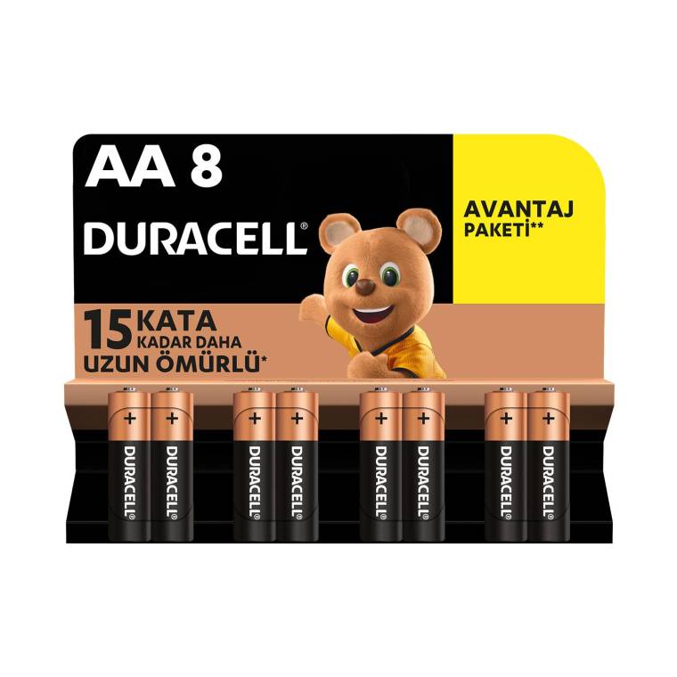 Duracell Alkalin AA Piller, 8'li paket - 1