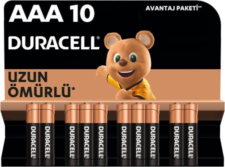 Duracell - Duracell Alkalin AAA İnce Kalem Pil, 1,5V (LR03 / MN2400), 10’lu Paket