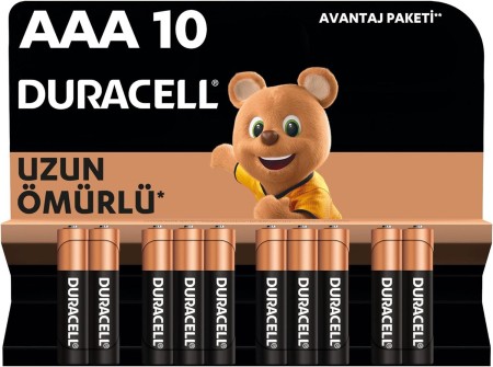 Duracell Alkalin AAA İnce Kalem Pil, 1,5V (LR03 / MN2400), 10’lu Paket - Thumbnail