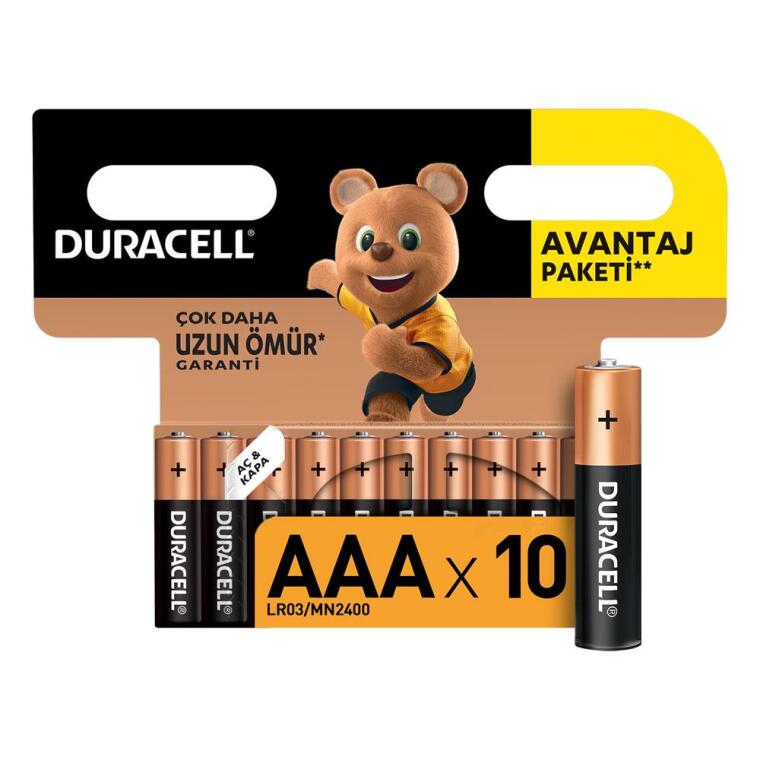 Duracell Alkalin AAA İnce Kalem Piller, 10'lu paket - 1