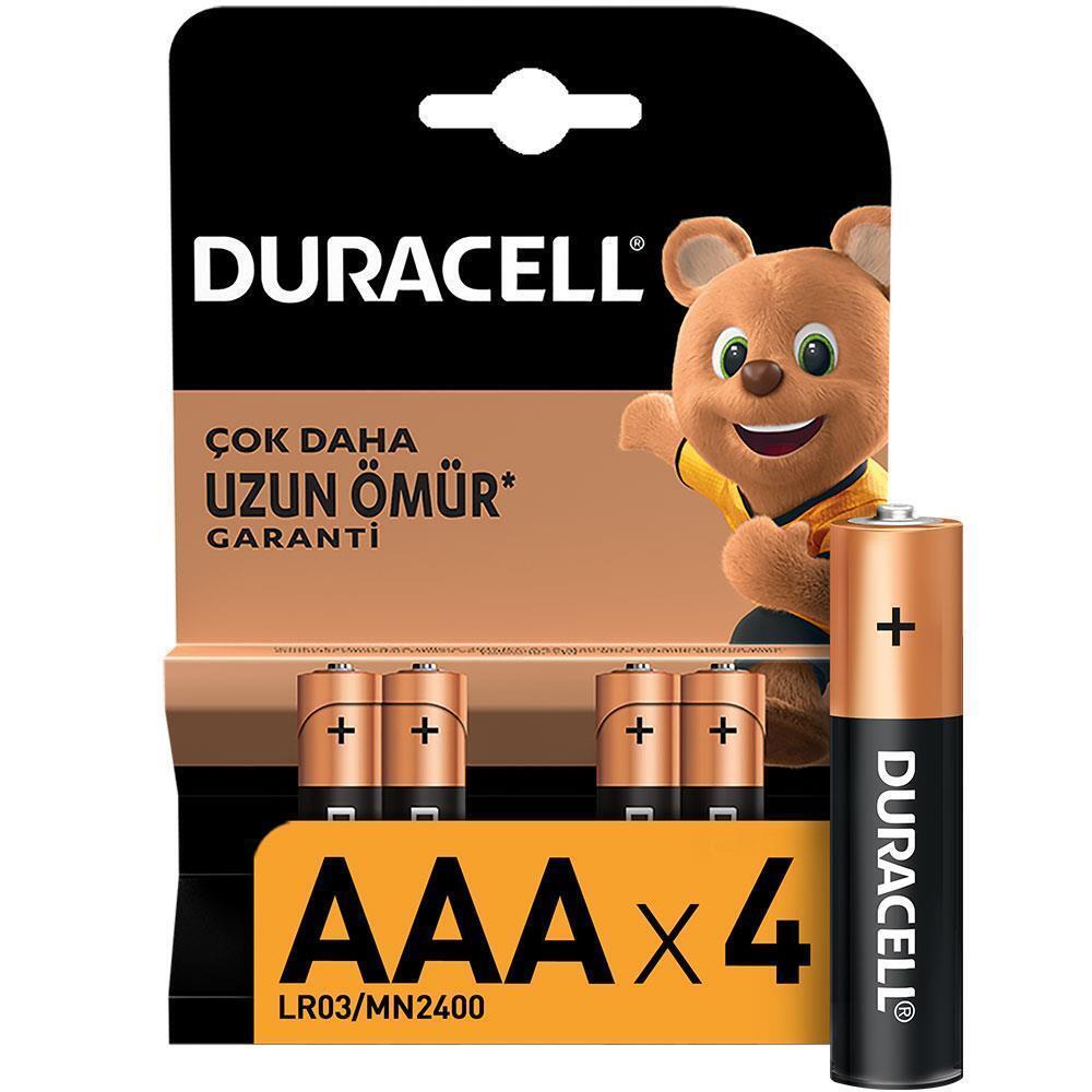 Duracell Alkalin AAA İnce Kalem Piller, 4’lü paket