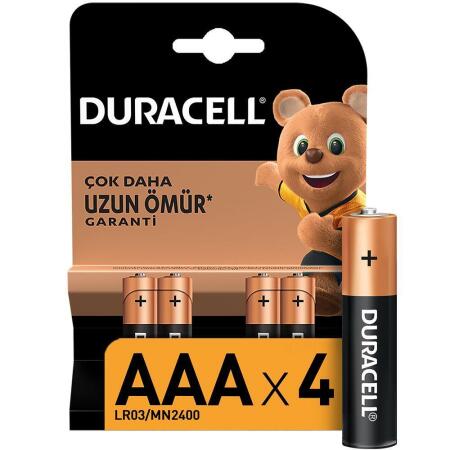 Duracell Alkalin AAA İnce Kalem Piller, 4’lü paket