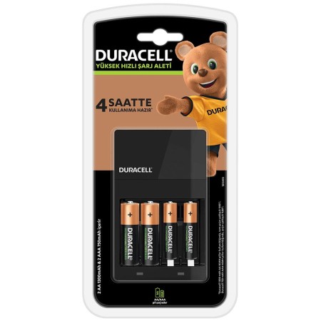 Duracell CEF 14 Şarj Aleti + 2'şer adet AA ve AAA Pil (Duracell 4 saat Şarj Cihazı, 1 adet)