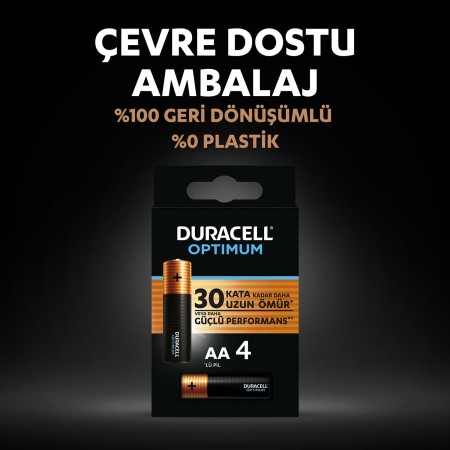 Duracell Optimum AA Alkalin Pil, 1,5 V LR6 MN1500, 4’lü paket - Thumbnail