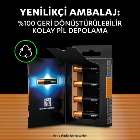 Duracell Optimum AAA Alkalin İnce Kalem Pil, 1,5V (LR03 / MN2400), 8’li Paket - Thumbnail