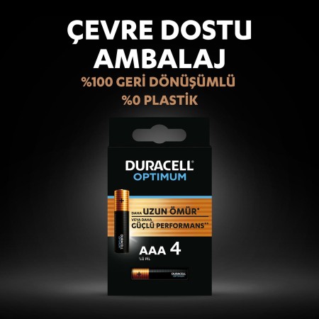 Duracell Optimum AAA Alkalin Pil, 1,5 V LR03 MN2400, 4’lü paket - Thumbnail