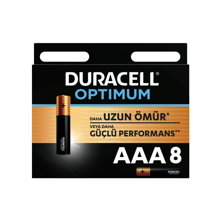 Duracell Optimum AAA Alkalin Pil, 1,5 V LR03 MN2400, 8’li paket - 1