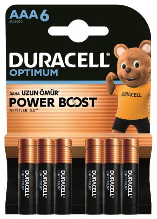 Duracell Optimum AAA İnce Kalem Pil (6’lı Paket) - Alkalin Pil 1,5V - LR03 MX2400 