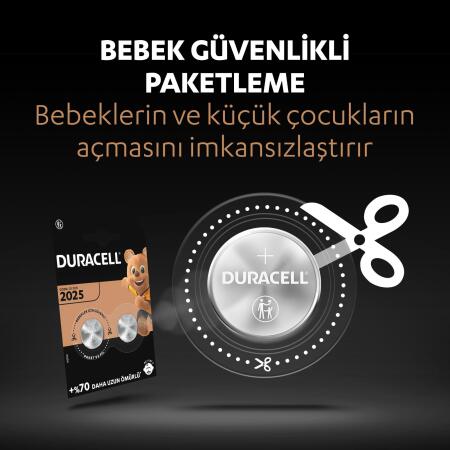 Duracell Özel 2025 Lityum Düğme Pil 3V (DL2025 / CR2025), 2’li paket - 4