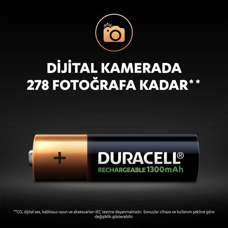 Duracell Şarj Edilebilir AA 1300mAh Piller, 2’li paket - 7
