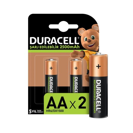 Duracell Şarj Edilebilir AA 2500mAh Piller, 2’li paket